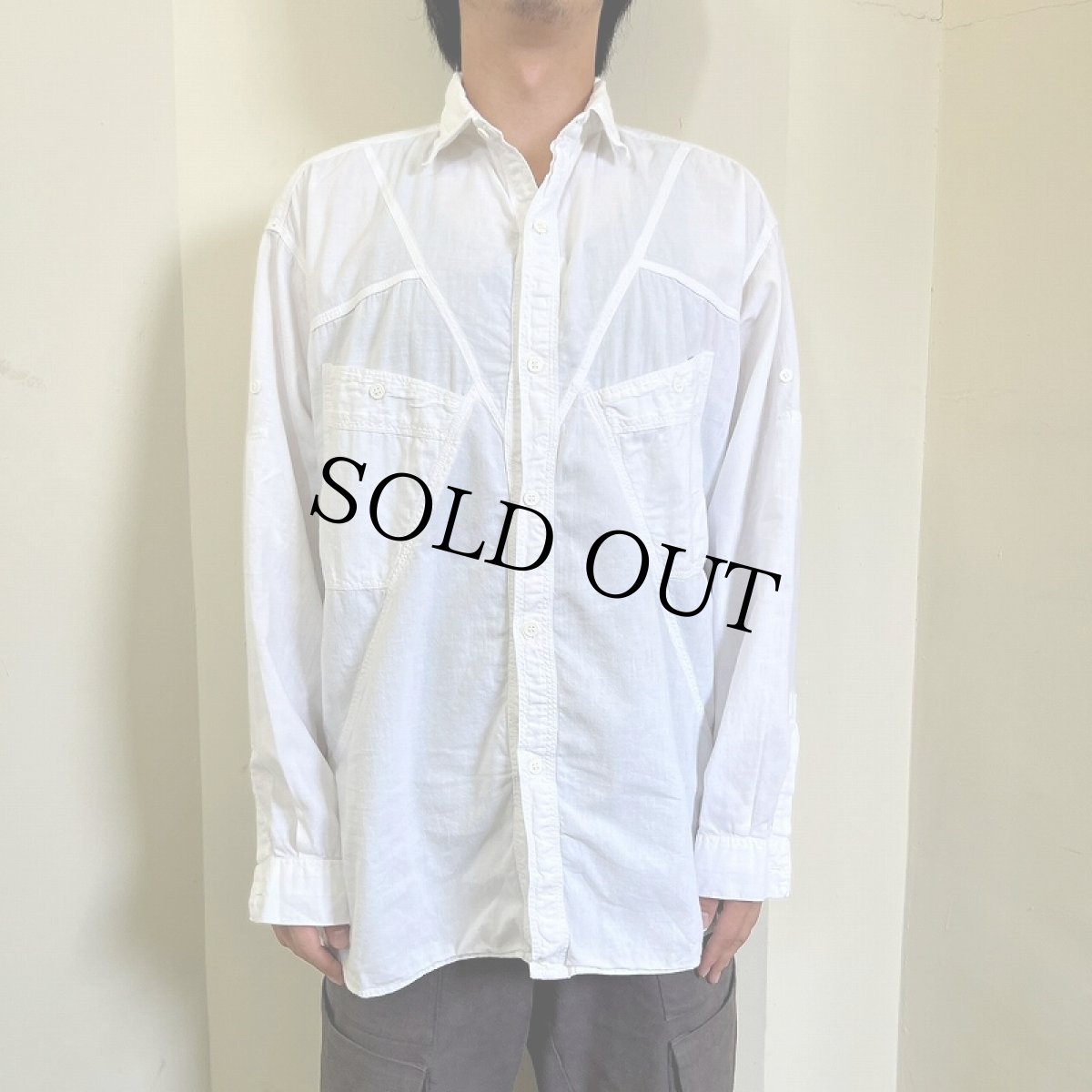 画像2: AROMA PARIS コットンデザインシャツ M (2)