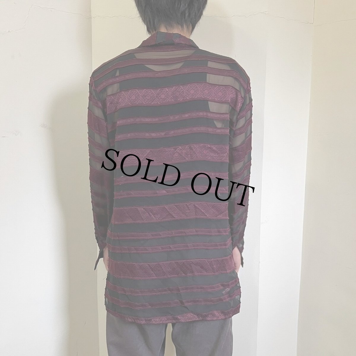 画像3: EURO 90's〜 FRANCE製 総柄 ポリエステル シースルーデザインシャツ (3)