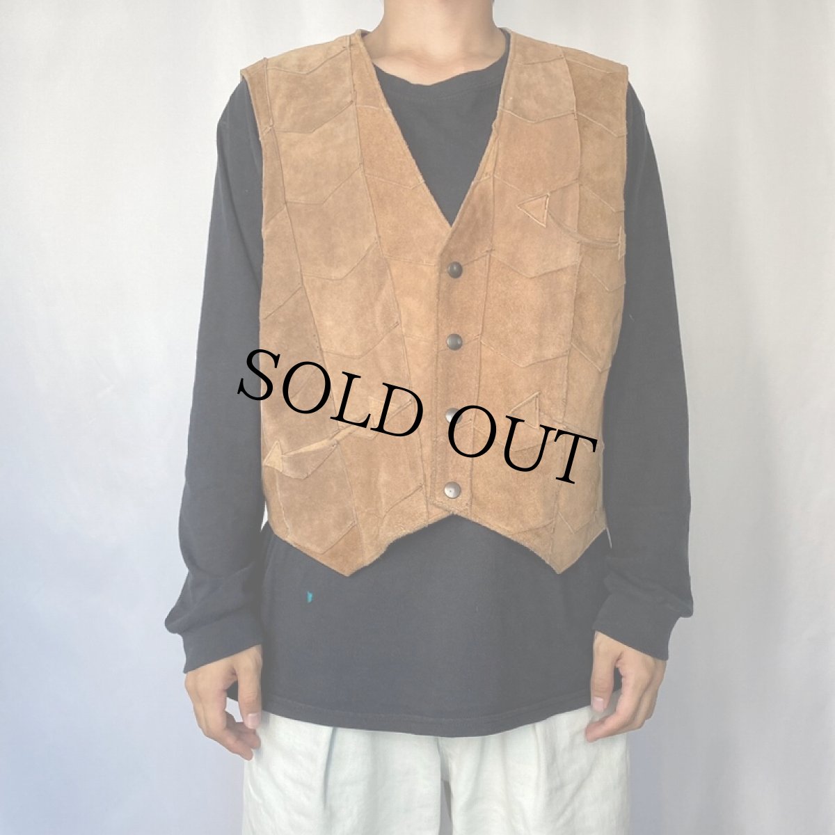 画像2: Randy Nichols レザーウエスタンベスト SIZE44 (2)