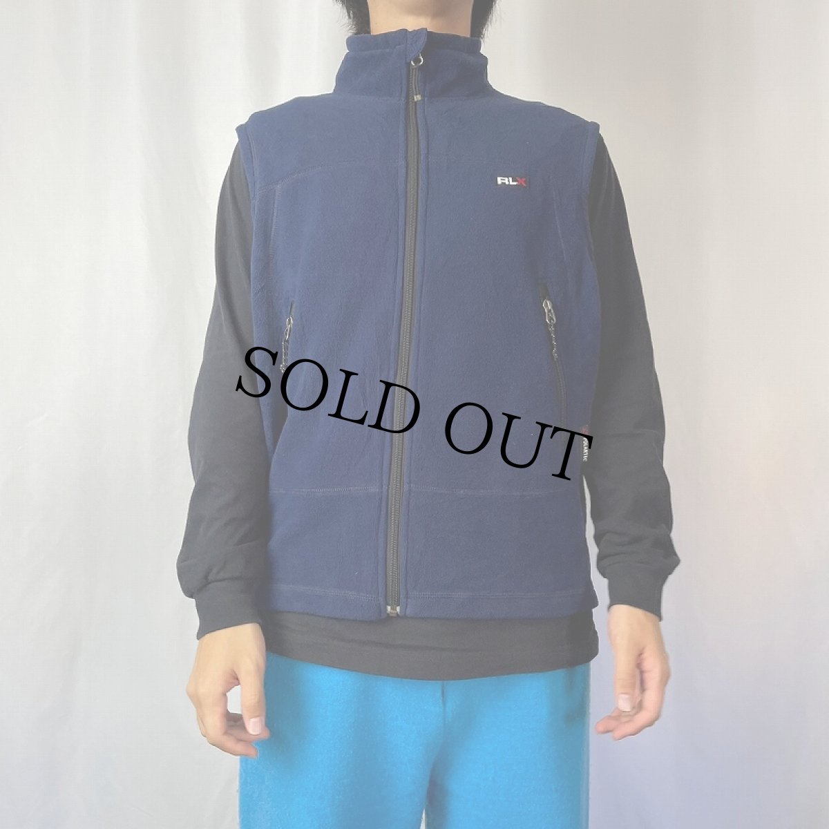 画像2: RLX POLO SPORT Ralph Lauren USA製 "POLARTEC" フリースベスト NAVY L (2)