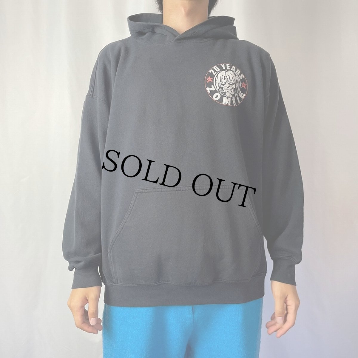 画像3: 2000's Ron Zombie ヘヴィメタルバンドスウェットフーディ BLACK L (3)