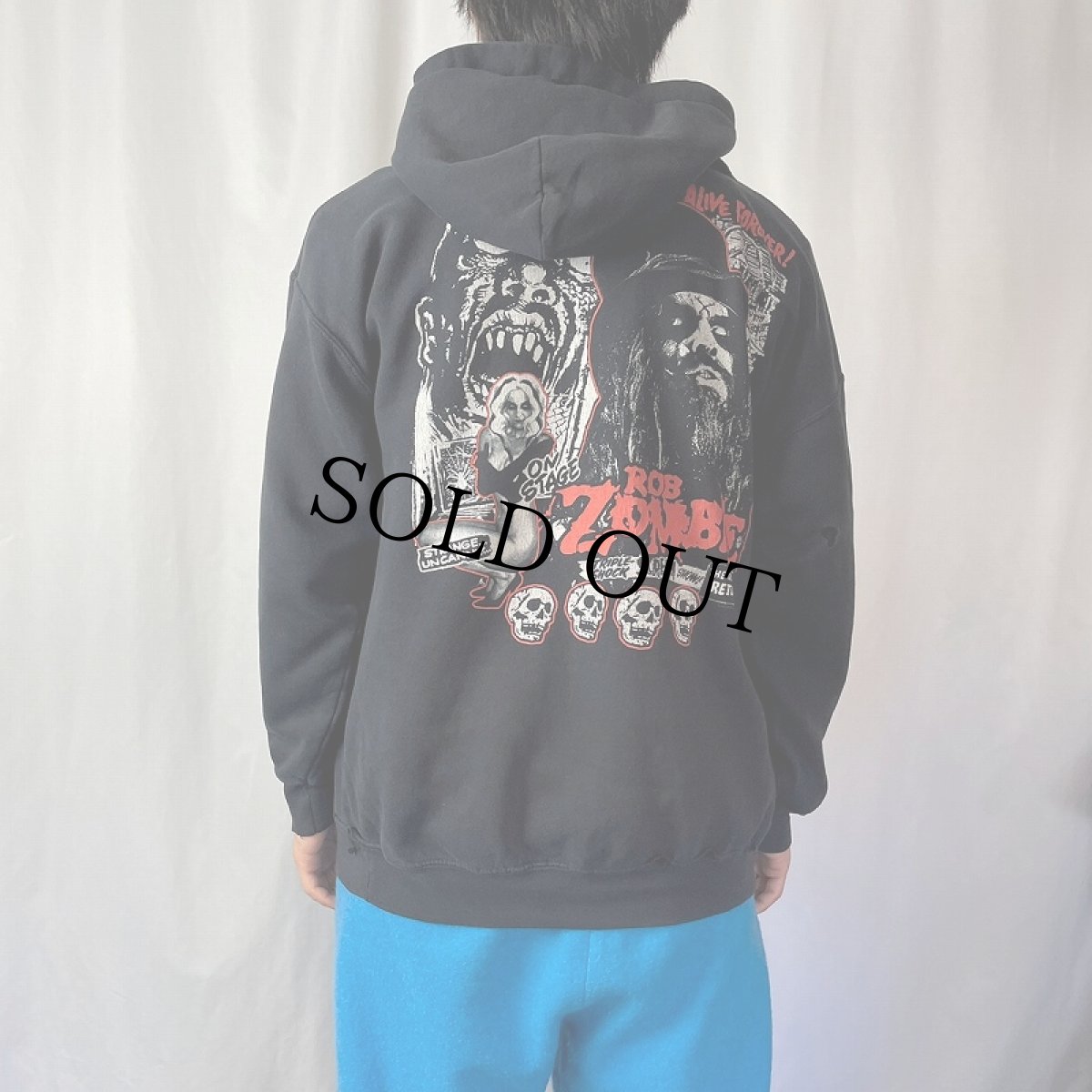画像4: 2000's Ron Zombie ヘヴィメタルバンドスウェットフーディ BLACK L (4)