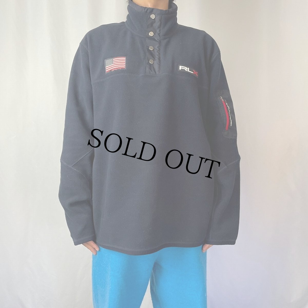 画像2: RLX POLO SPORT Ralph Lauren 星条旗 ハーフジップフリースジャケット NAVY XXL (2)