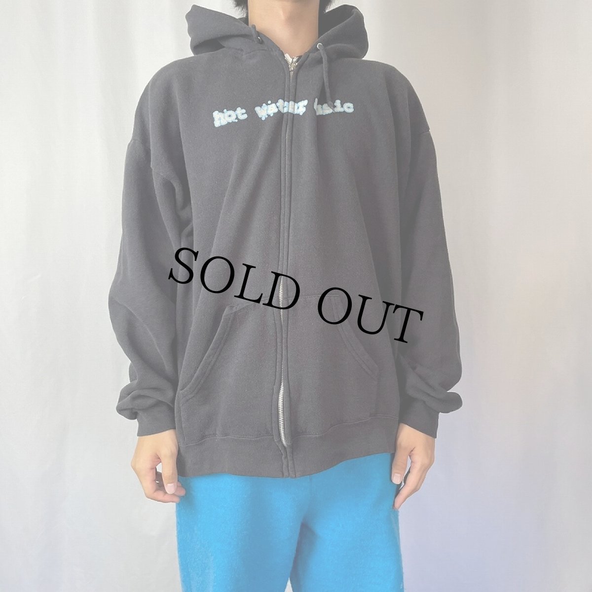 画像3: 90's〜 Lee "Hot Water Music" パンクロックバンドスウェットジップパーカー BLACK XL (3)