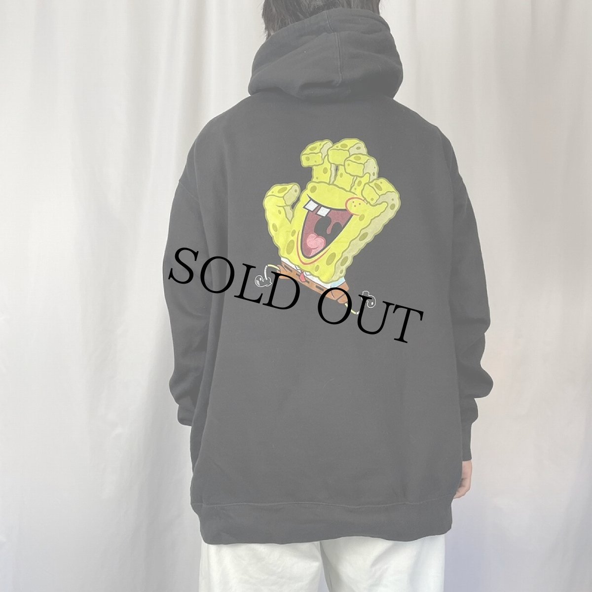 画像4: SPONGEBOB "SANTA CRUZ" キャラクタープリントスウェットフーディ BLACK XL (4)