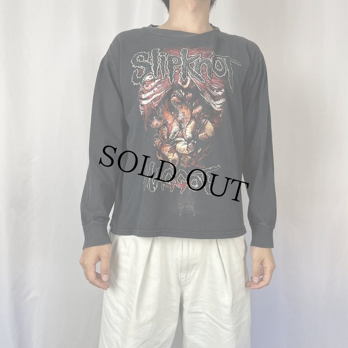 画像3: 2000's Slipknot "MAGGOT" ヘヴィメタルバンドロンT BLACK M (3)