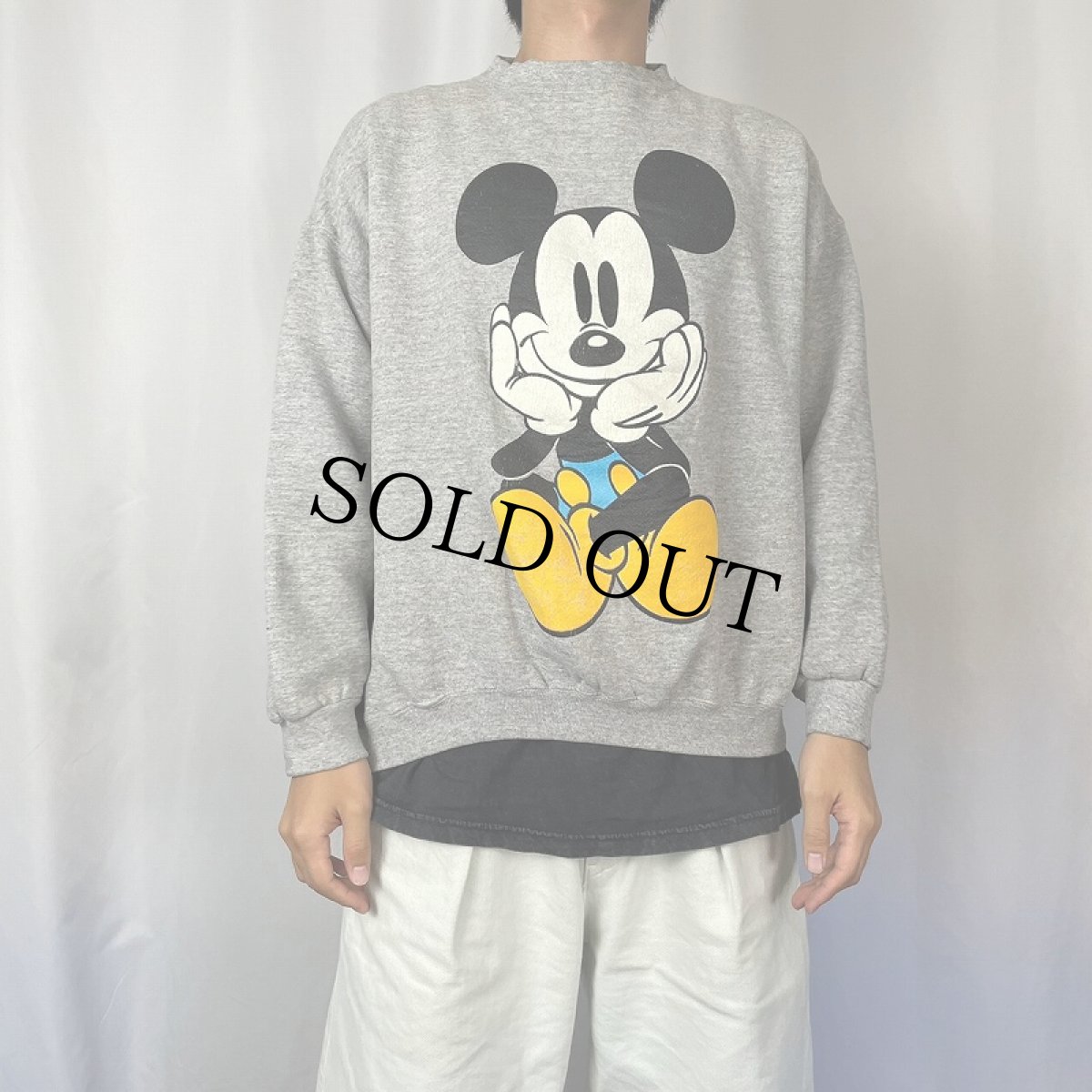 画像3: 90's MICKEY&CO. USA製 青パンミッキー キャラクタープリントスウェット L (3)
