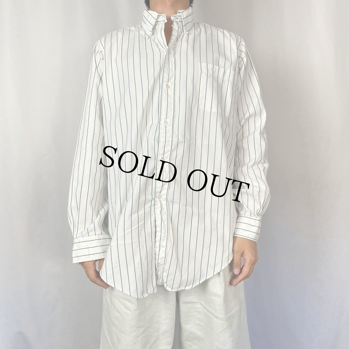 画像2: 90's BROOKS BROTHERS USA製 ストライプ柄 コットンボタンダウンシャツ SIZE16-4 (2)