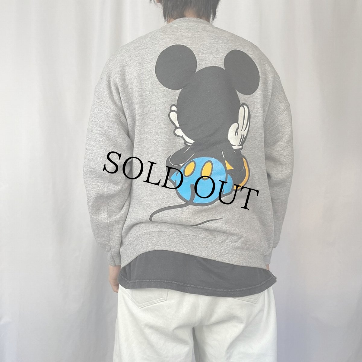 画像4: 90's MICKEY&CO. USA製 青パンミッキー キャラクタープリントスウェット L (4)