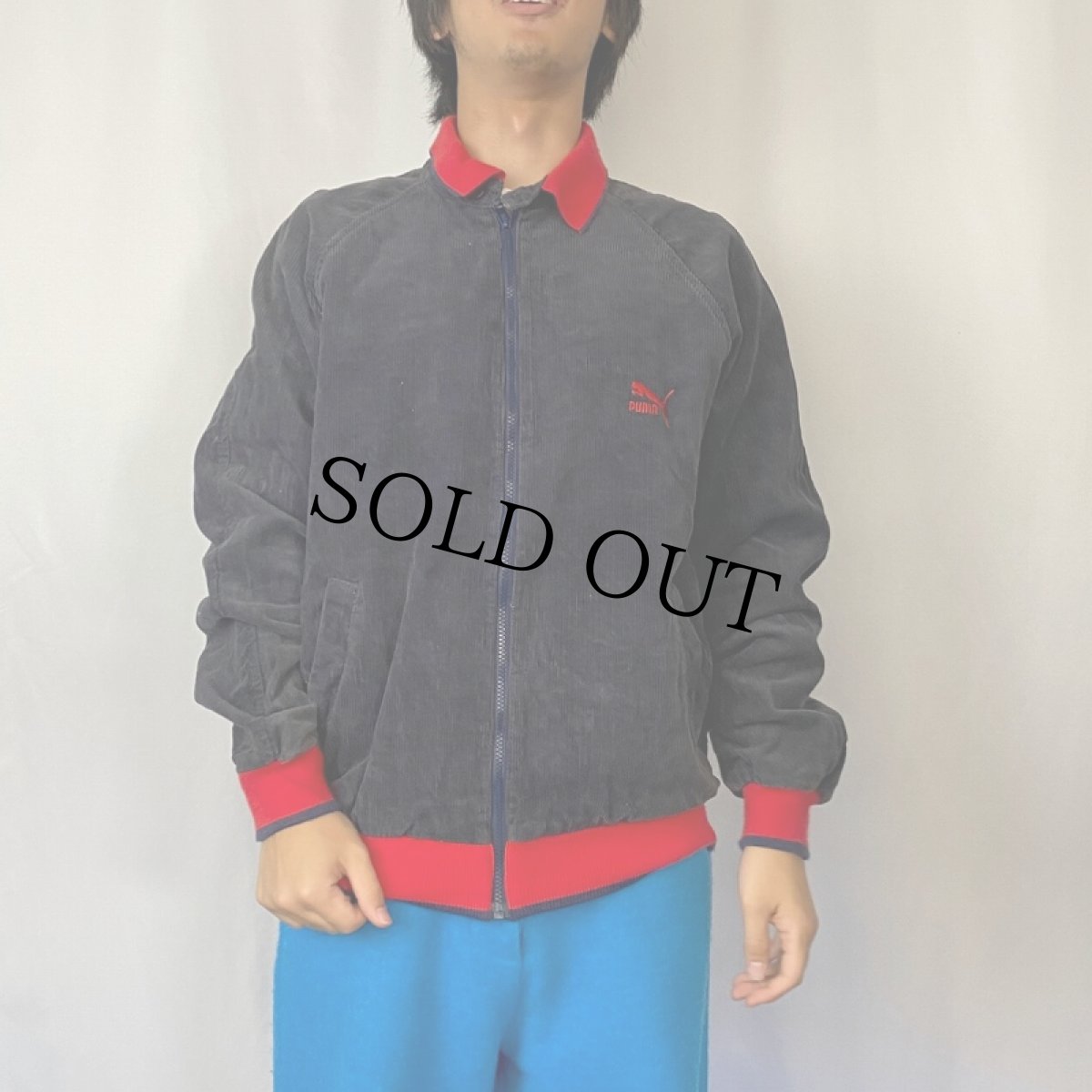 画像2: 80〜90's PUMA 切り替えデザイン コーデユロイジップジャケット NAVY L (2)