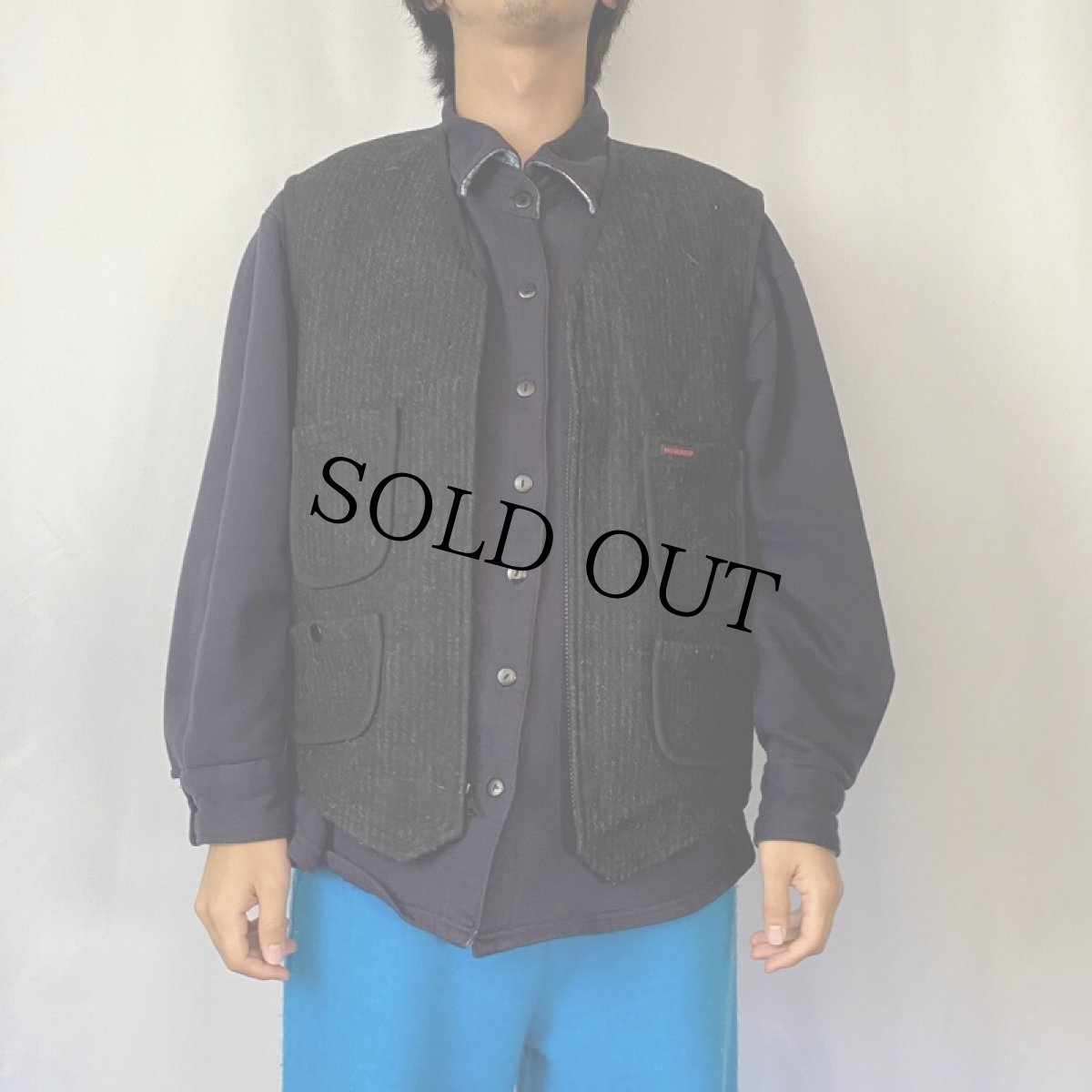 画像2: 2000's Woolrich ウールベスト BLACK L (2)