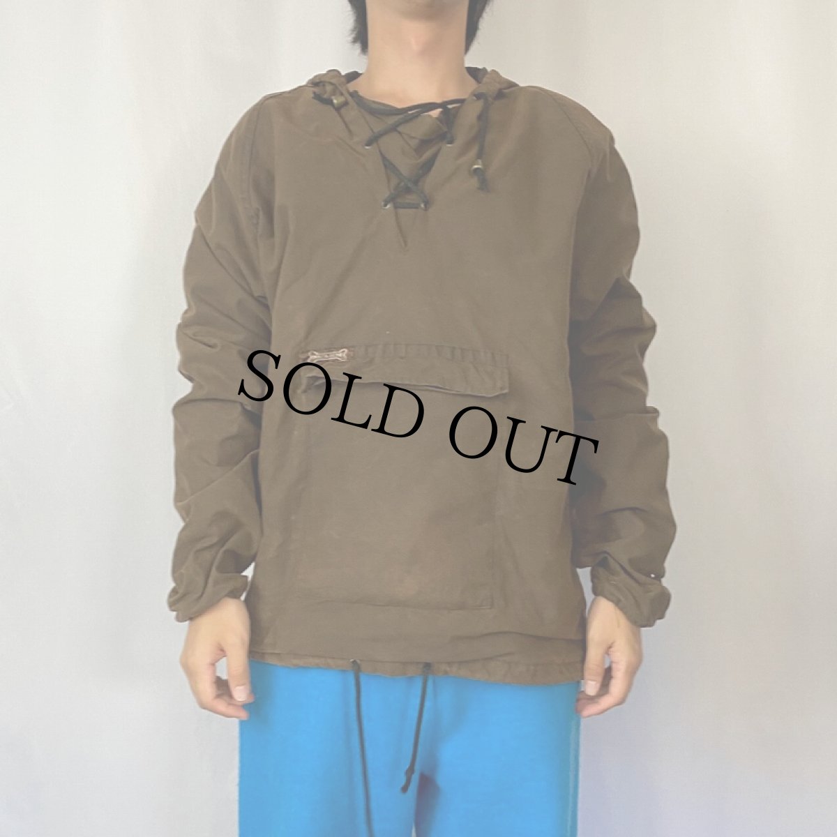 画像2: DRIZA-BONE AUSTRALIA製 レースアップ オイルドコットンアノラックパーカー M (2)