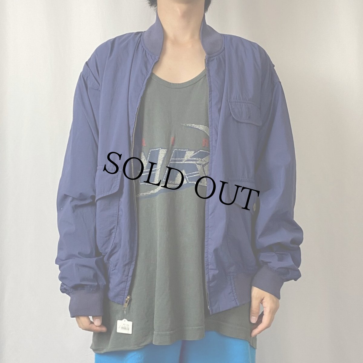 画像2: 90's POLO Ralph Lauren コットンライナー付き ジップブルゾン NAVY L (2)