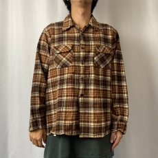 画像2: 70's PENDLETON USA製 "MAGNUM 2X LONG" チェック柄 オープンカラーウールシャツ (2)