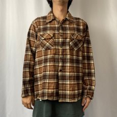 画像2: 70's PENDLETON USA製 "MAGNUM 2X LONG" チェック柄 オープンカラーウールシャツ (2)