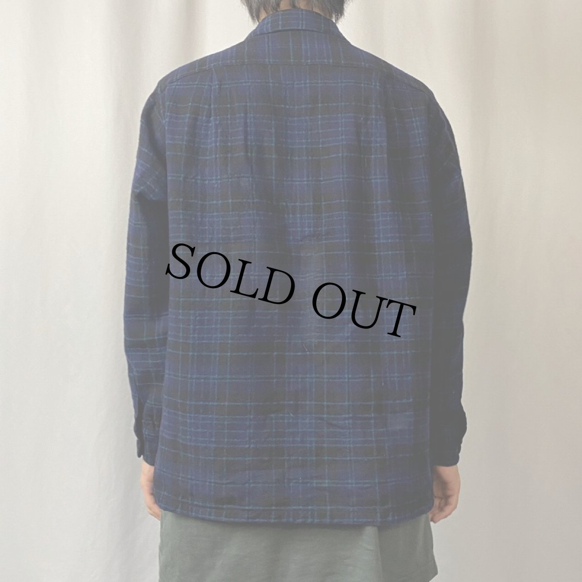 画像3: 50's PENDLETON チェック柄 オープンカラーウールシャツ L (3)