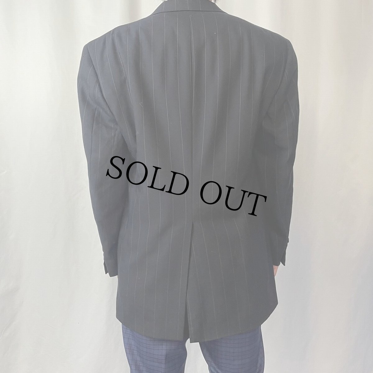 画像3: 80〜90's Burberrys' ストライプ柄 テーラードジャケット BLACK SIZE40R  (3)