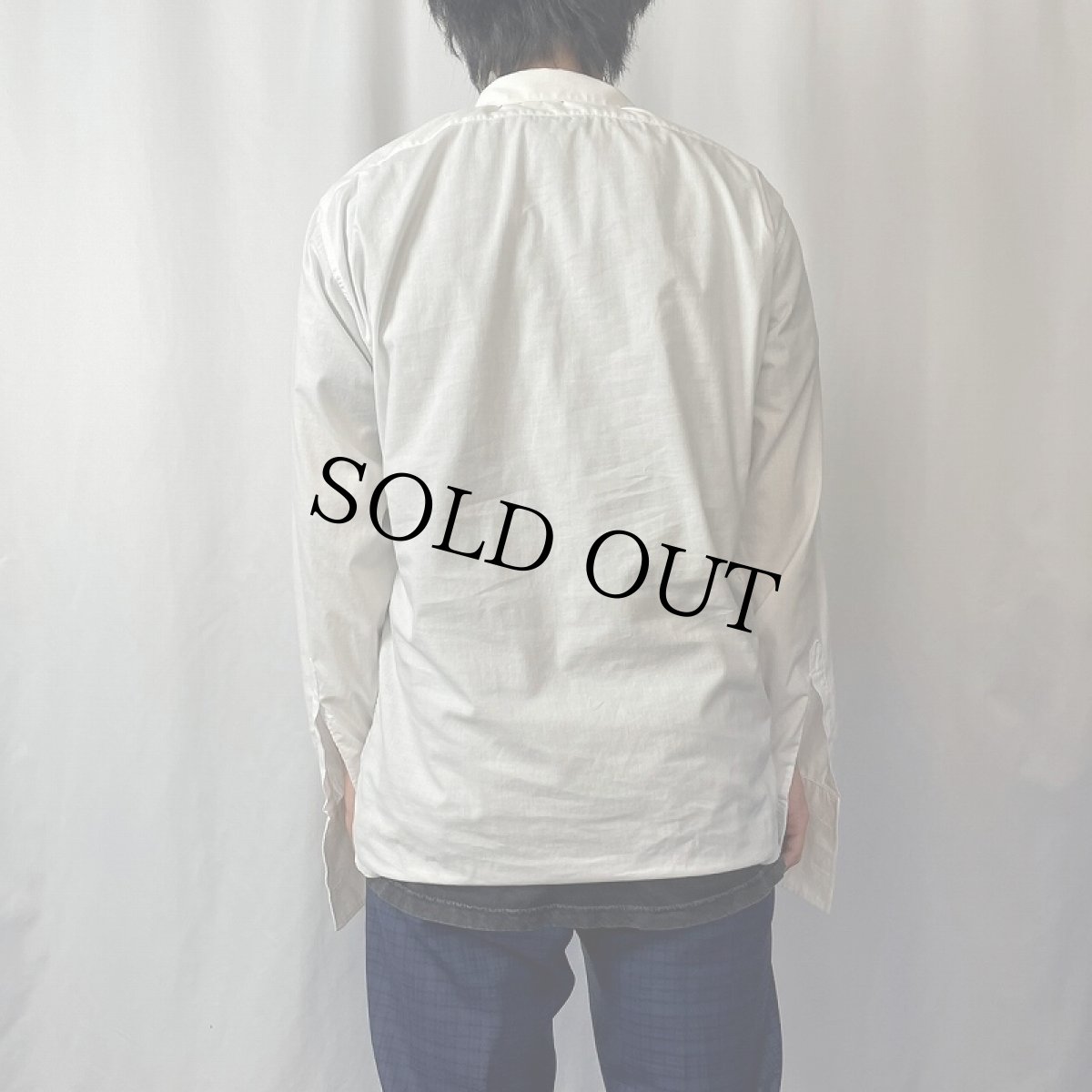 画像3: 90's YVES SAINT LAURENT pour homme FRANCE製 ダブルカフス プリーツデザインドレスシャツ SIZE3 (3)