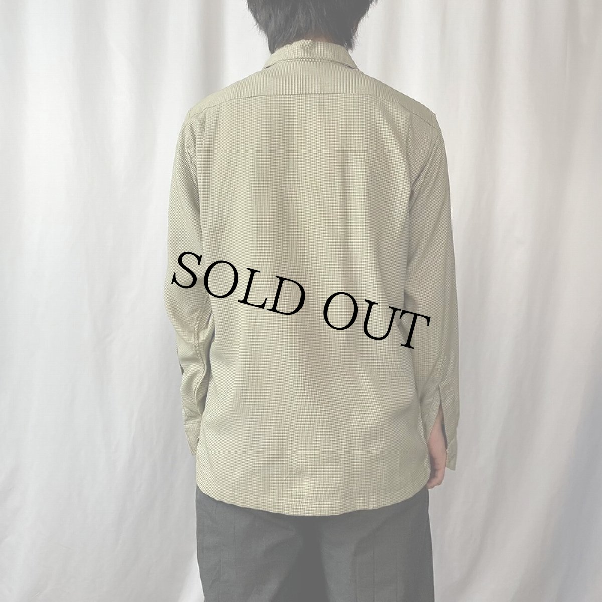 画像3: 60〜70's Al Cook 千鳥格子柄 切り替えデザインオープンカラーシャツ M (3)