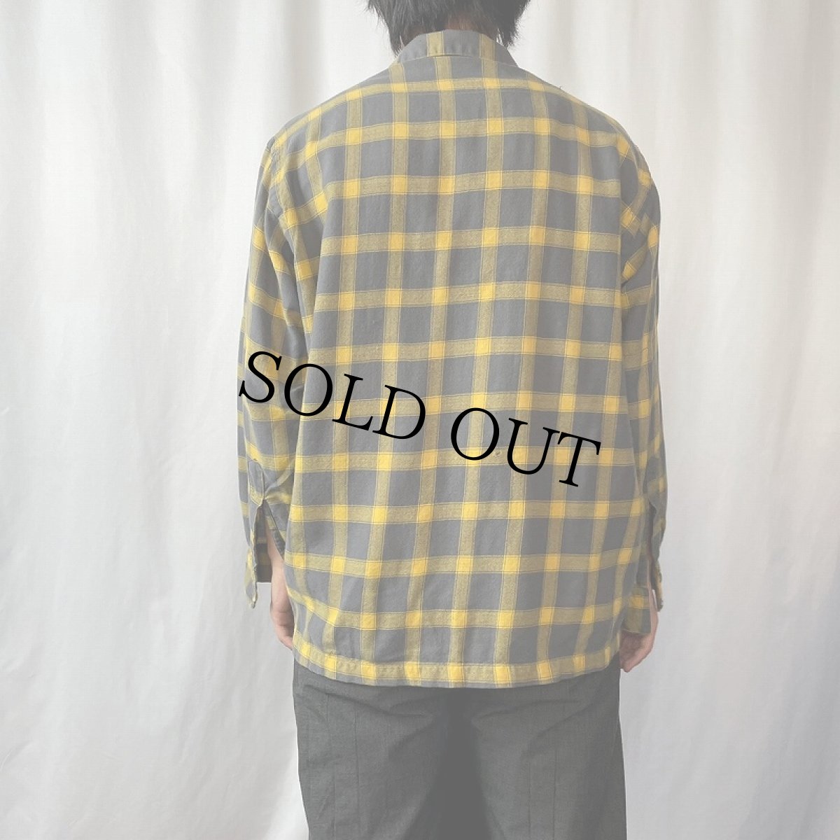 画像3: 50〜60's Gano-Downs ITALY製 "Game and Lake" チェック柄 ウールオープンカラーシャツ L (3)