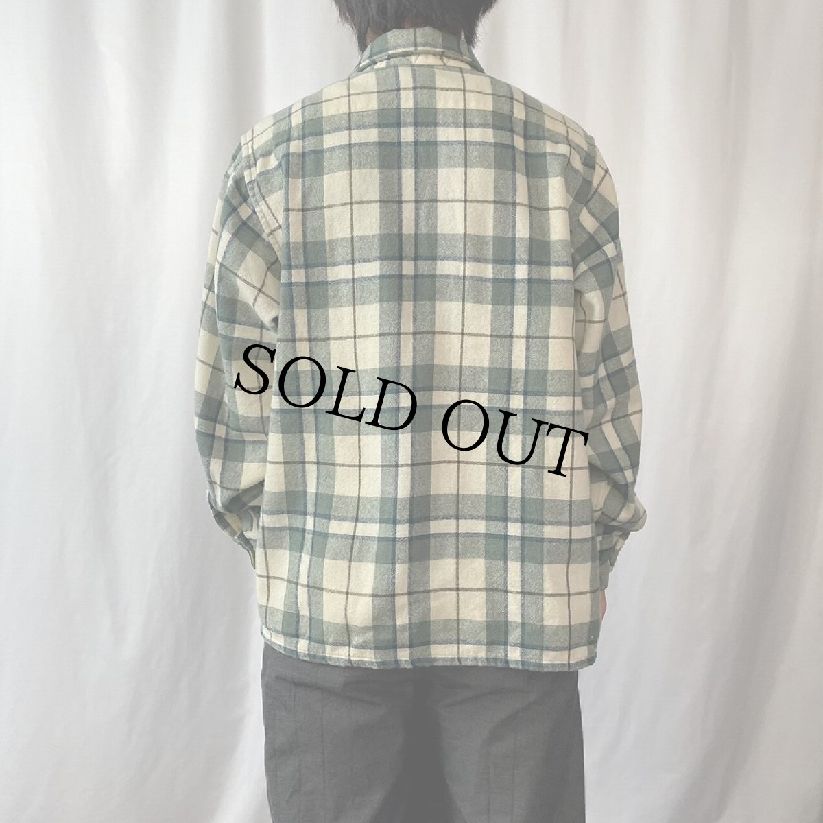 画像3: 50〜60's Woolrich チェック柄 ウール×ナイロン オープンカラーシャツ L (3)