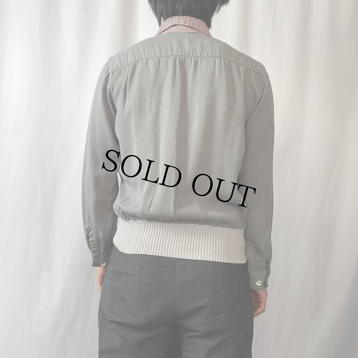 画像3: 50's deauville 千鳥格子柄 切り替えデザインレーヨンギャバジンシャツ S (3)