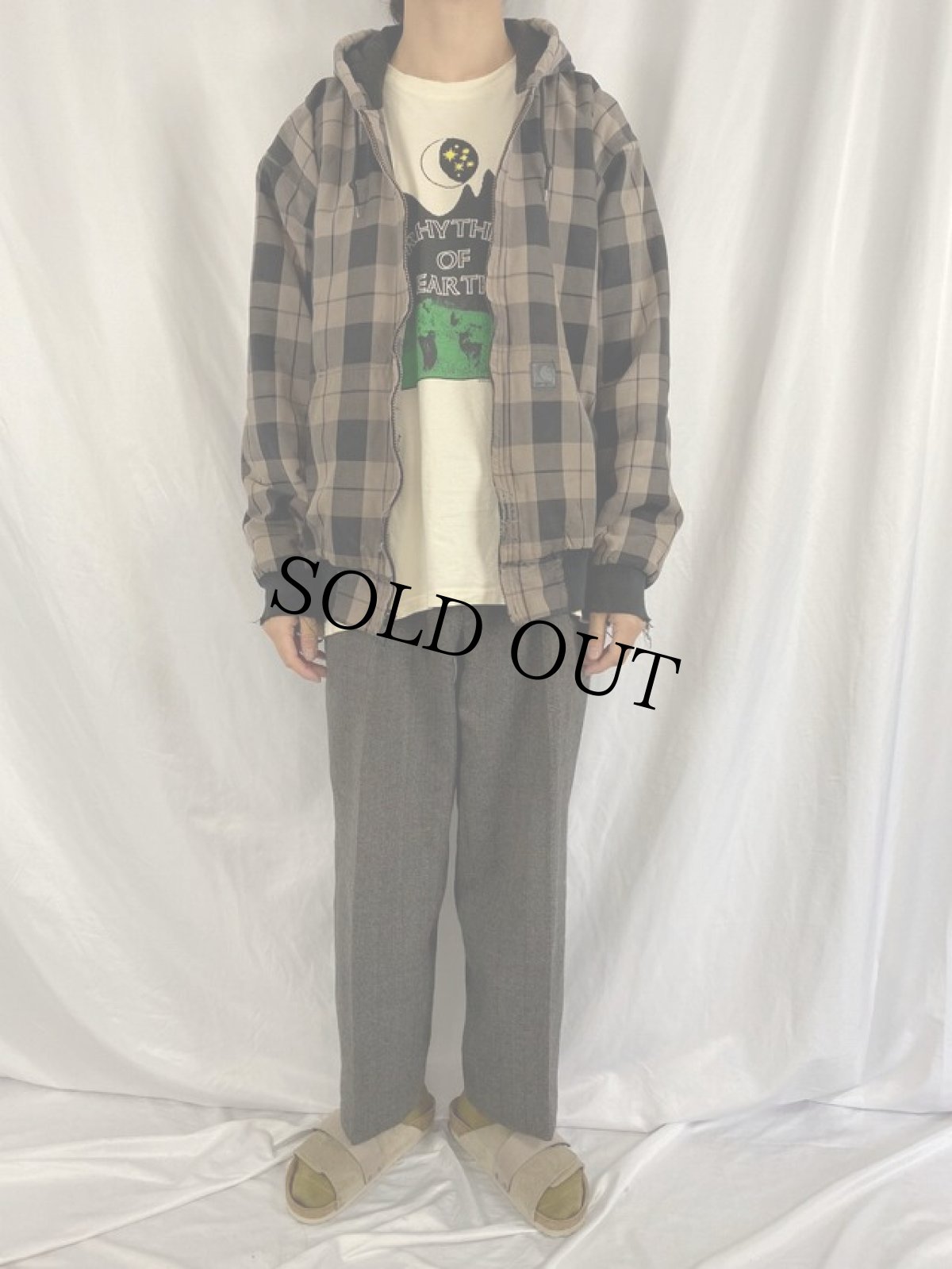 画像2: Carhartt チェック柄 アクティブパーカー XL (2)