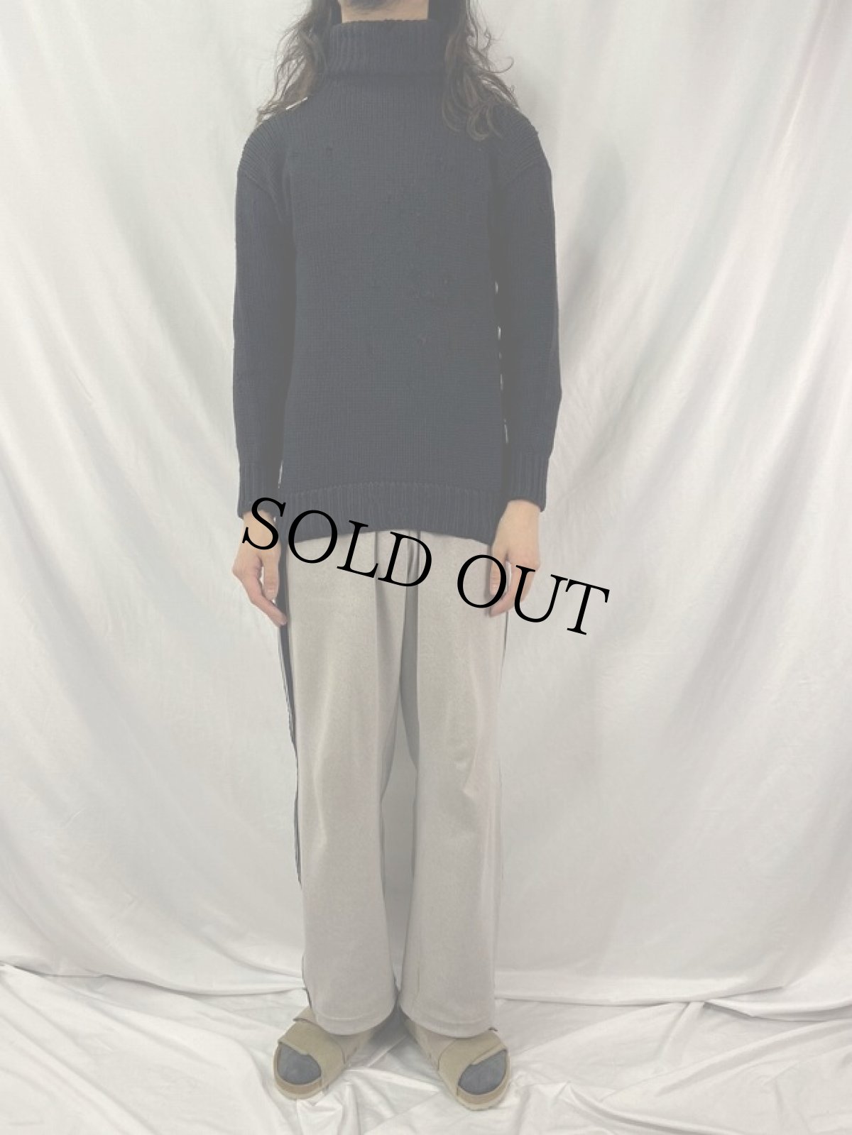 画像2: 40〜50's タートルネック ウールニットセーター (2)