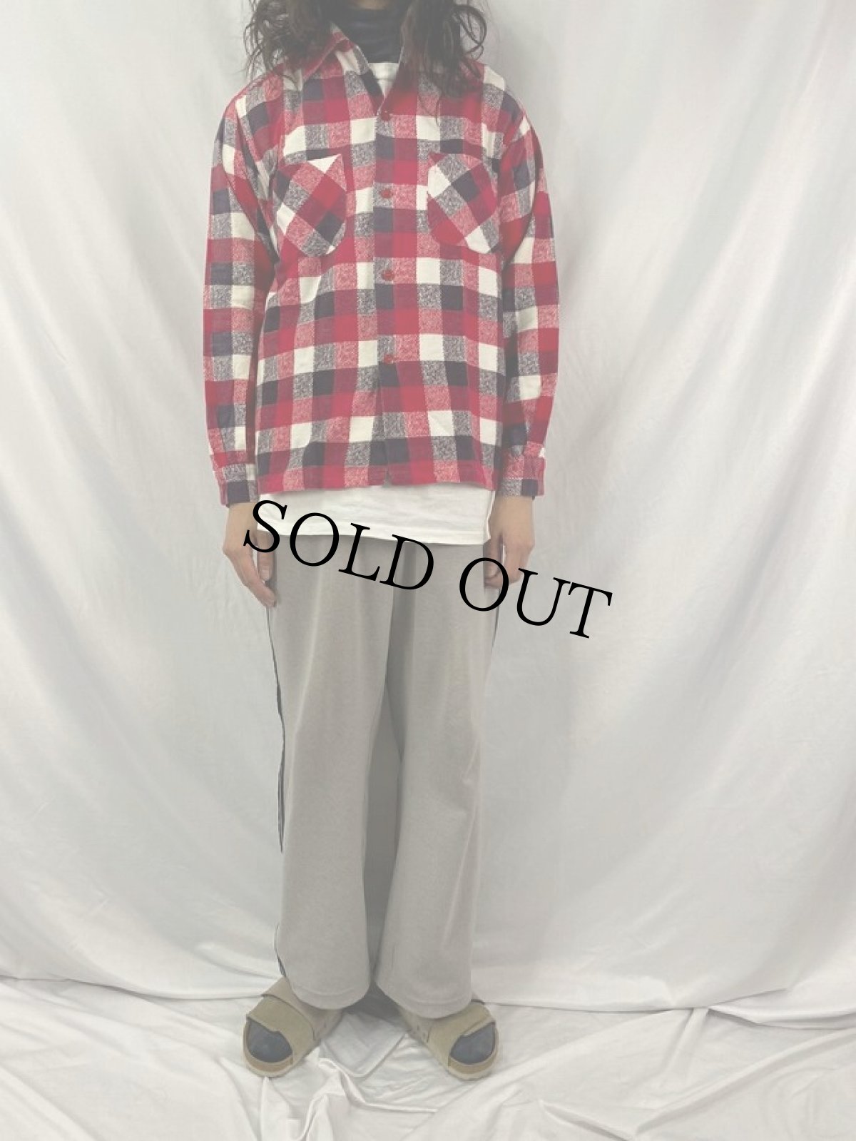 画像2: 60's McGREGOR USA製 プリントネル オープンカラーシャツ M (2)