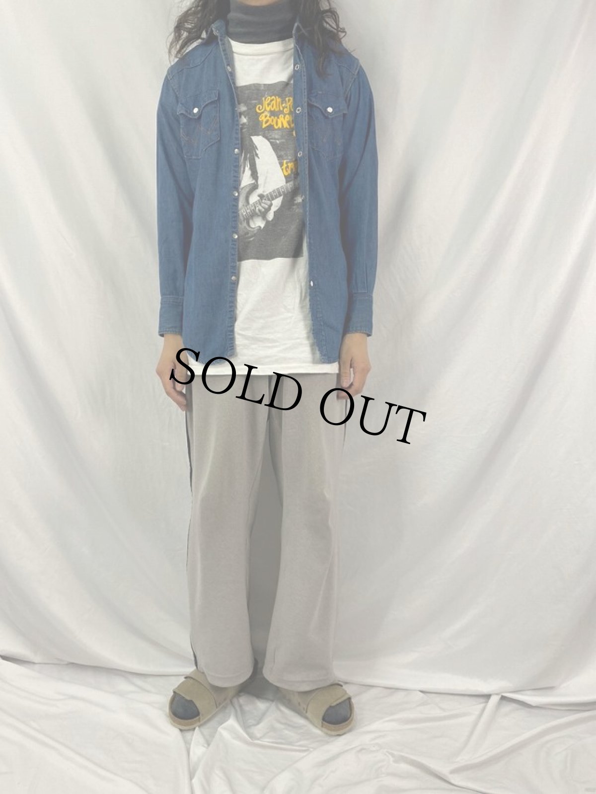 画像2: 60's Wrangler 27MW USA製 デニムウエスタンシャツ 14 1/2 (2)