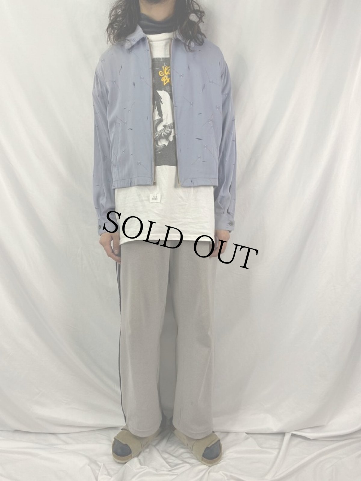 画像2: 50〜60's Jacana Sports Apparel カスリ柄 レーヨンギャバジンジャケット (2)