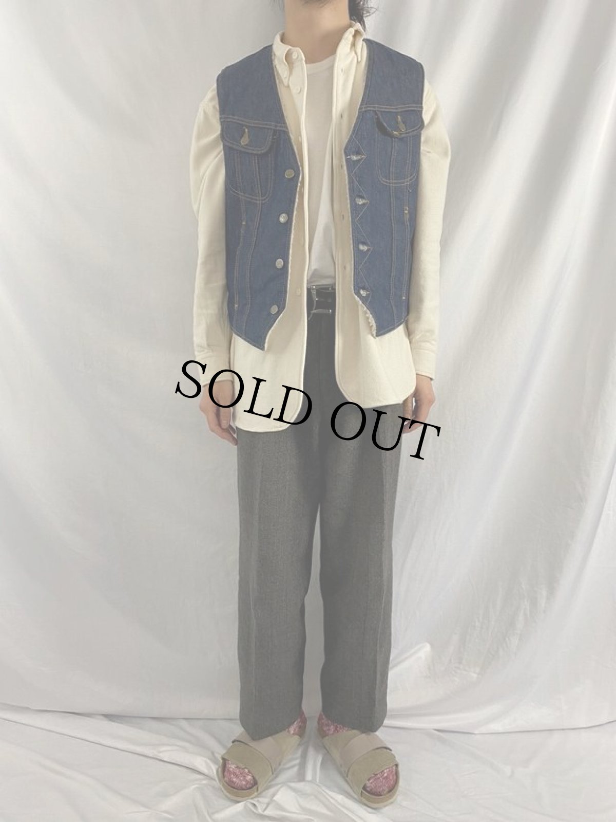 画像2: 70's Lee STORM RIDER USA製 ボアライナー デニムベスト M (2)