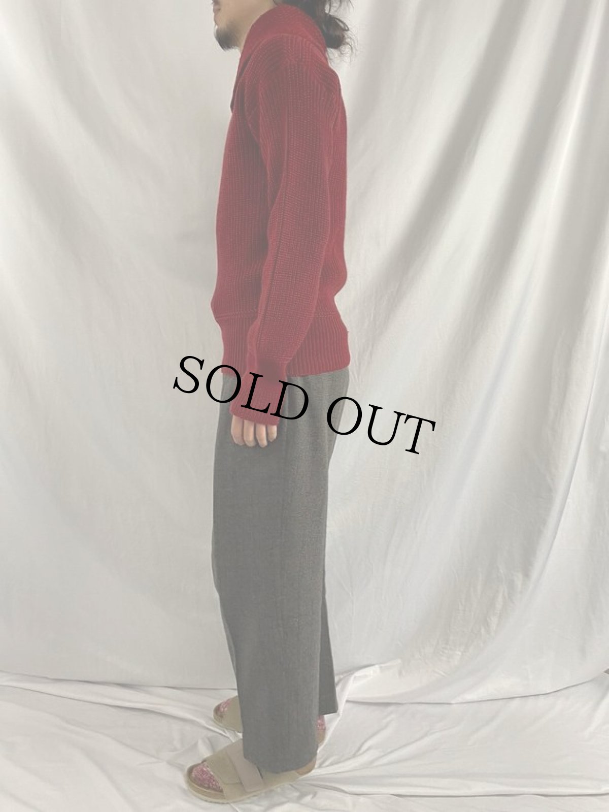 画像3: 30〜40's ショールカラー ウールニットセーター (3)