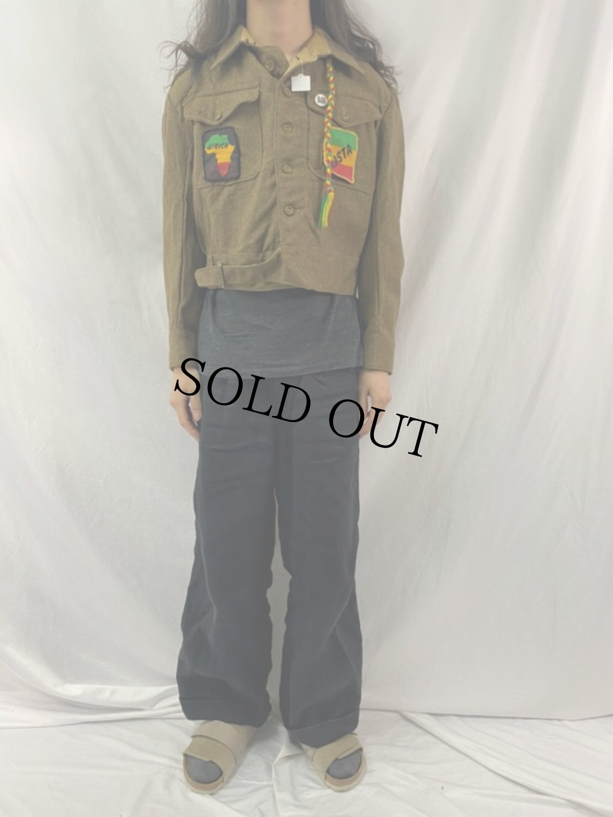 画像2: 40's BRITISH ARMY P40 "BLACK UHURU×AFRICA×RASTA" バトルドレス ウールアイクジャケット (2)