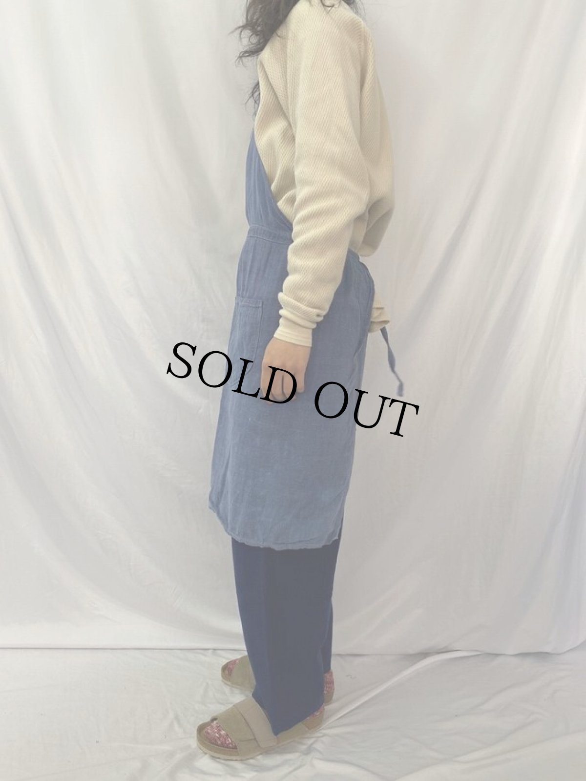 画像3: VINTAGE インディゴリネン エプロン (3)