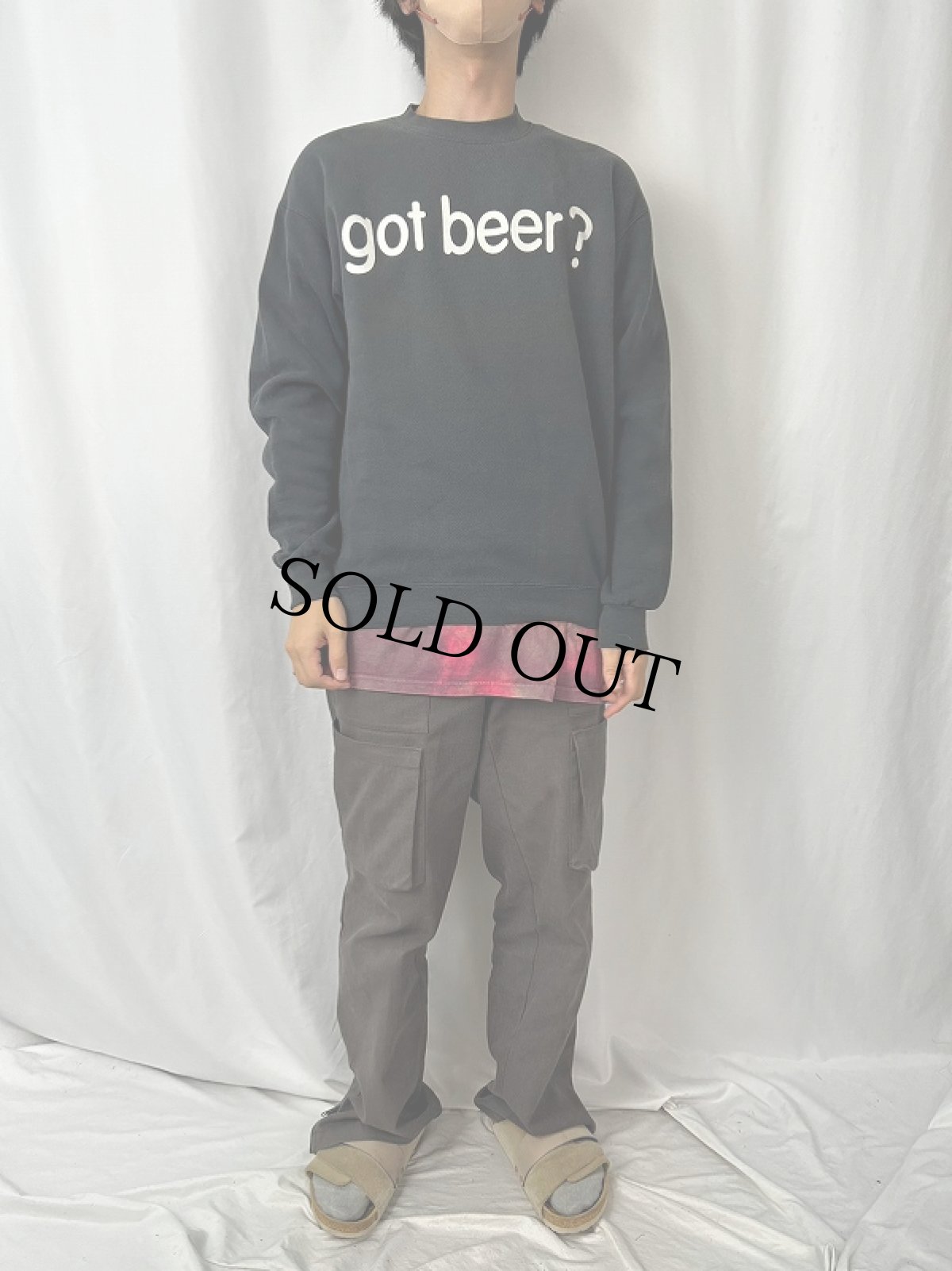 画像2: 90's Lee USA製 "got beer?" パロディプリントスウェット BLACK M (2)
