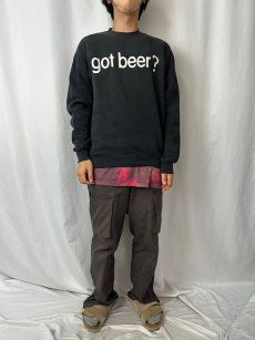 画像2: 90's Lee USA製 "got beer?" パロディプリントスウェット BLACK M (2)