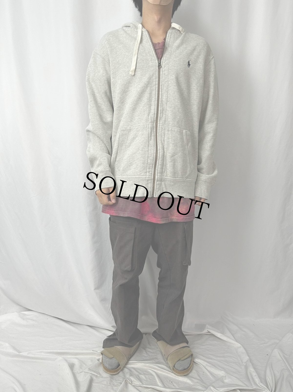 画像2: POLO Ralph Lauren REVERSE TYPE ロゴ刺繍 スウェットジップパーカー XL (2)
