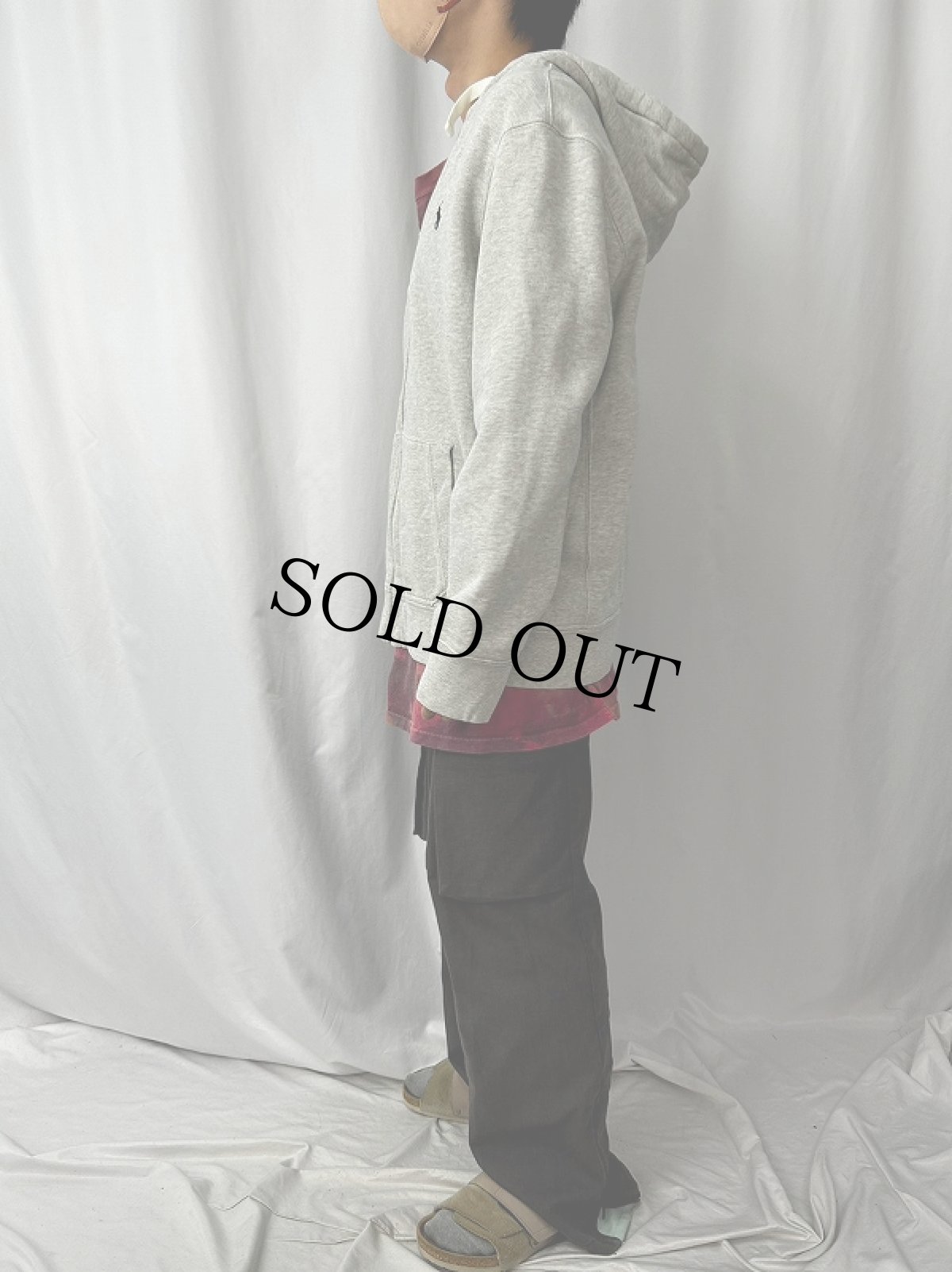 画像3: POLO Ralph Lauren REVERSE TYPE ロゴ刺繍 スウェットジップパーカー XL (3)