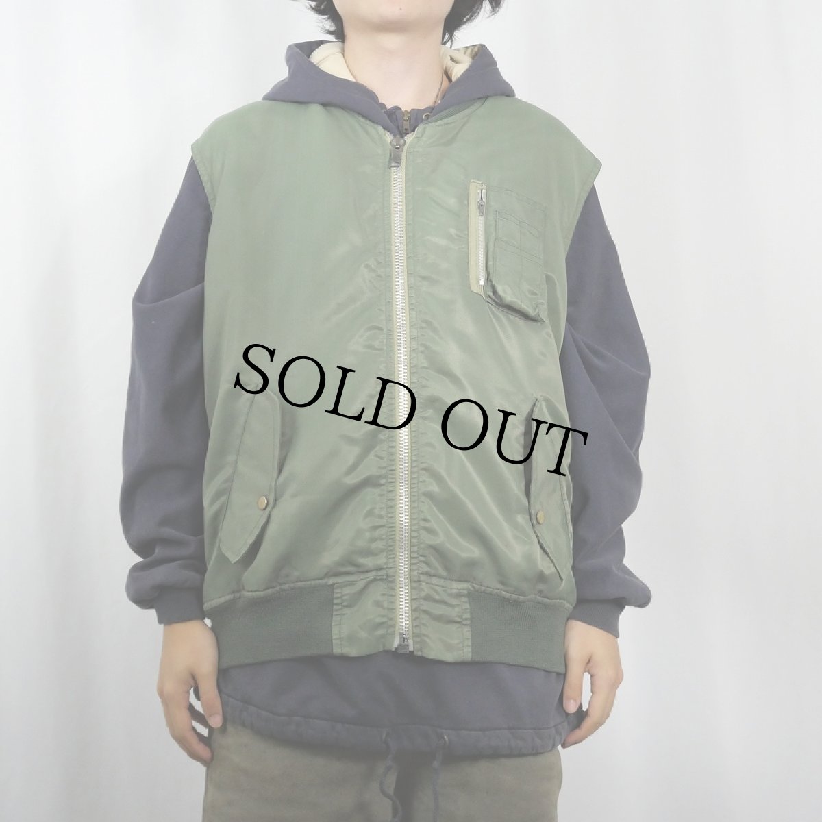 画像2: 80's C&A "MA-1 TYPE" フライトベスト SIZE50 (2)