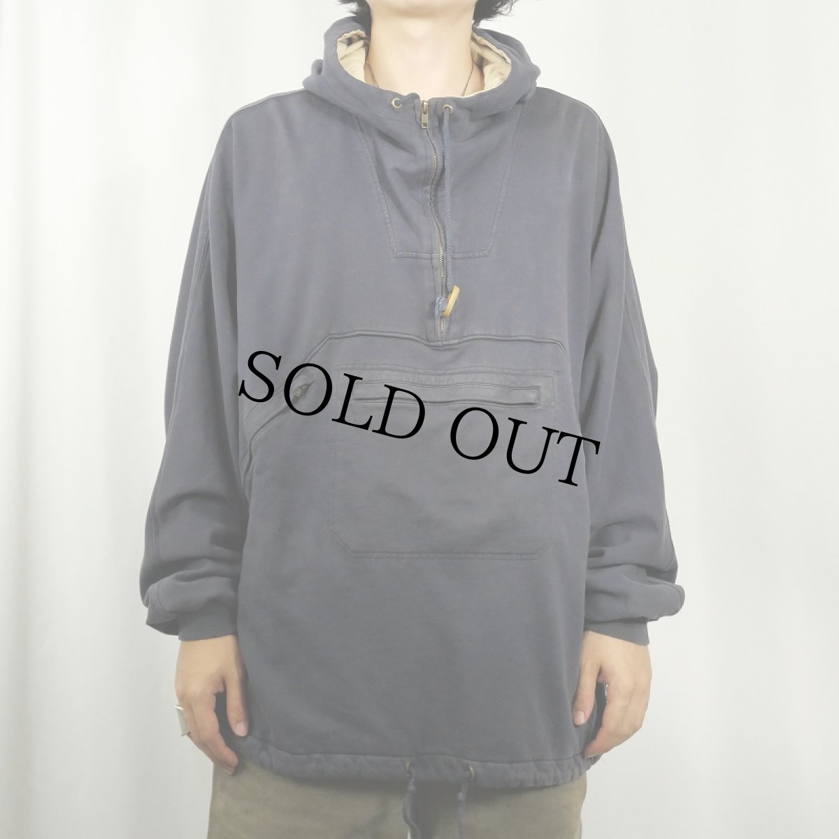 画像2: COUNTRY ROAD ハーフジップスウェットフーディ NAVY XL (2)