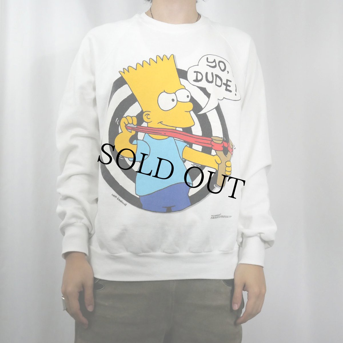 画像2: 90's THE SIMPSONS USA製 "YO, DUDE!" キャラクタープリントスウェット L (2)