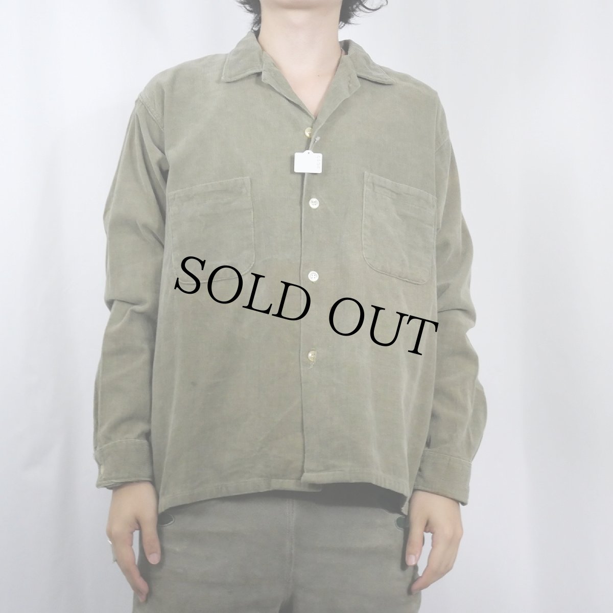 画像2: 60's Sportswear コーデュロイ オープンカラーシャツ L (2)