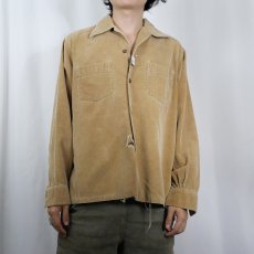 画像2: 50's STYLE MANOR コーデュロイ オープンカラーシャツ M (2)
