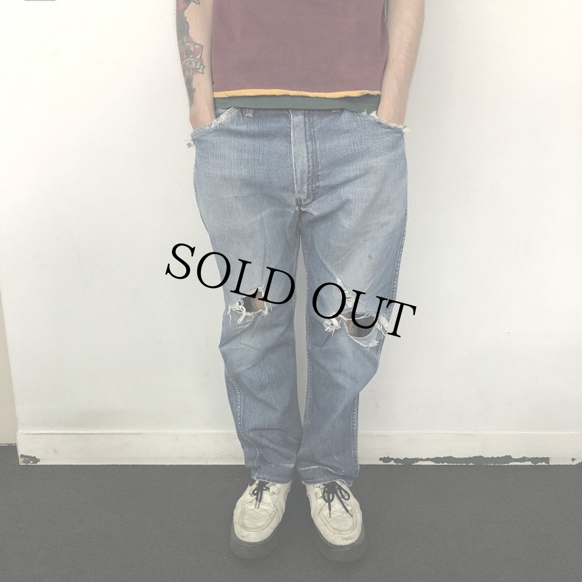 画像2: 60's Wrangler USA製 13MWZ 斜めベル Denim pants W33 (2)