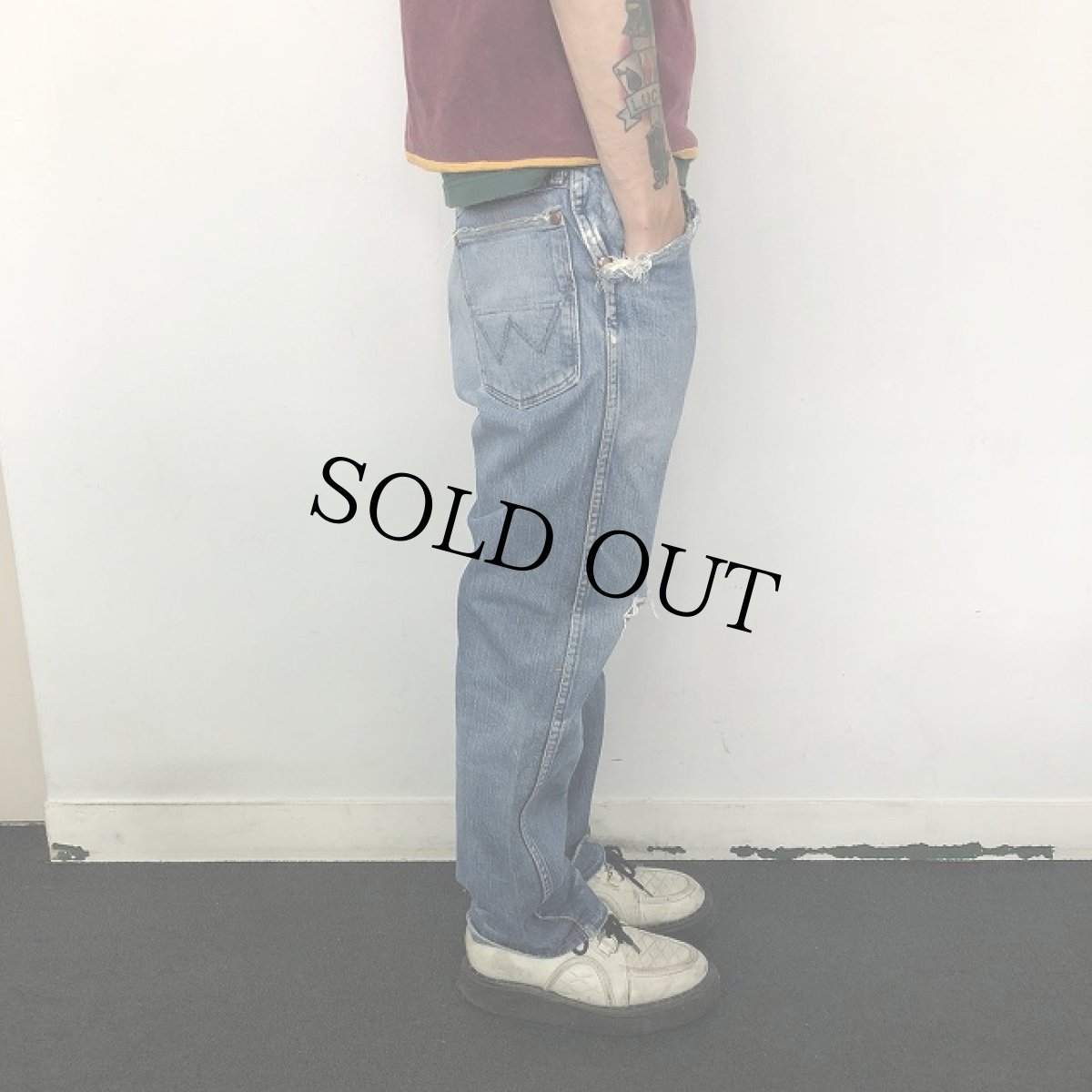 画像3: 60's Wrangler USA製 13MWZ 斜めベル Denim pants W33 (3)