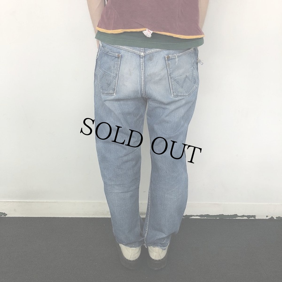 画像4: 60's Wrangler USA製 13MWZ 斜めベル Denim pants W33 (4)