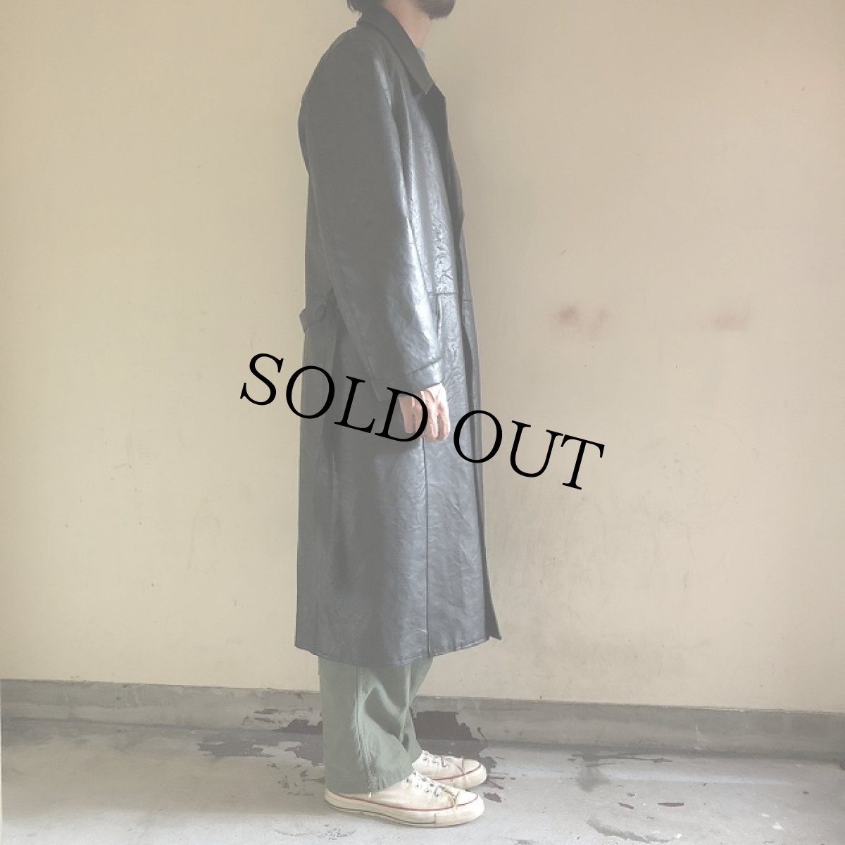 画像3: フェイクレザー ダブルブレスト チェスターコート (3)