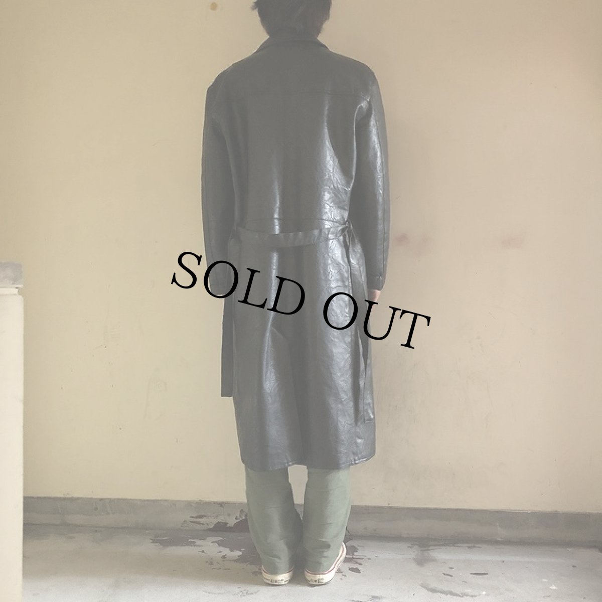 画像4: フェイクレザー ダブルブレスト チェスターコート (4)