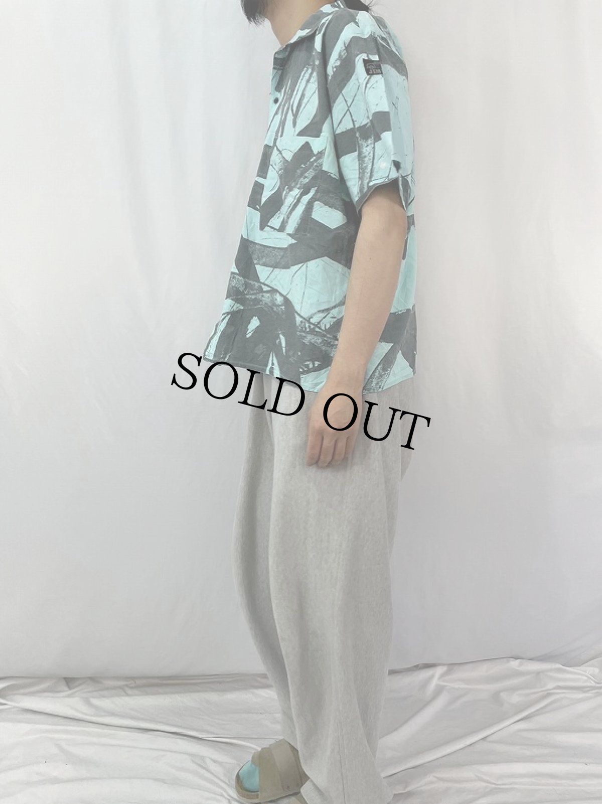 画像3: 90's JIMMY'Z USA製 総柄 コットンシャツ S (3)